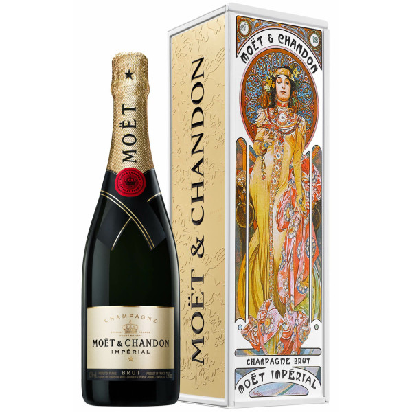 Moët & Chandon - Brut Imperial Limited Edition Metal Alphonse Mucha Yellow Dress Giftbox (0.75 ℓ)