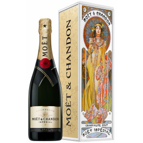 Moët & Chandon - Brut Imperial Limited Edition Metal Alphonse Mucha Yellow Dress Giftbox (0.75 ℓ)