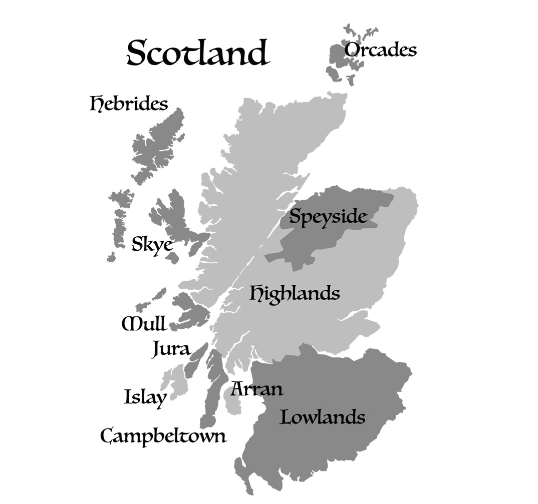 Map Scotland Black White